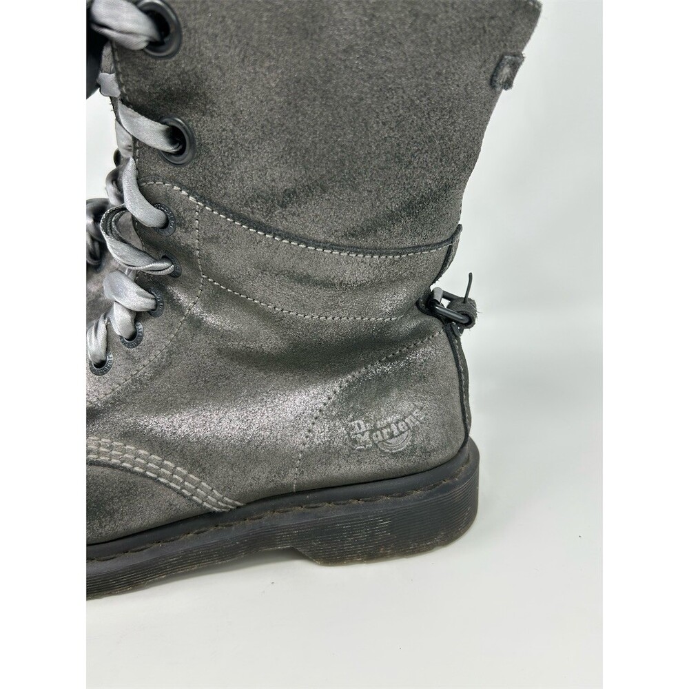 Dr. Martens Aimilie Womens Mid-Calf Lace-Up Combat Boots Metallic Gray Size 9 - Picture 6 of 13